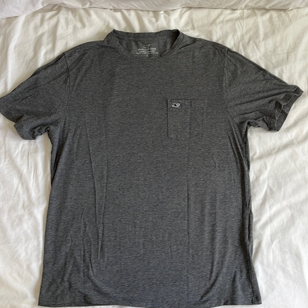 Assortment of lightly worn vineyard vines tees.